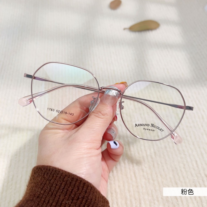 小红书金属复古眼镜多边形有锁块镜架批发1763平光镜丹阳配镜近视