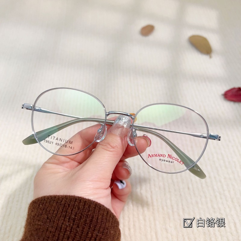 复古多边形小镜框9521立体宽边丝丹阳可配眼镜高度近视纯钛镜框