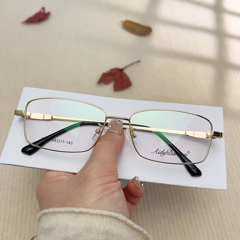 IP金属眼镜框宽边记忆架钛合金 9112镜腿可弯曲男士近视老花镜架