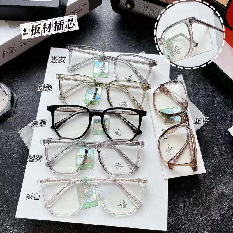 TR透明网红同款86018防蓝光复古眼镜框 学生tr90插芯板材平光镜
