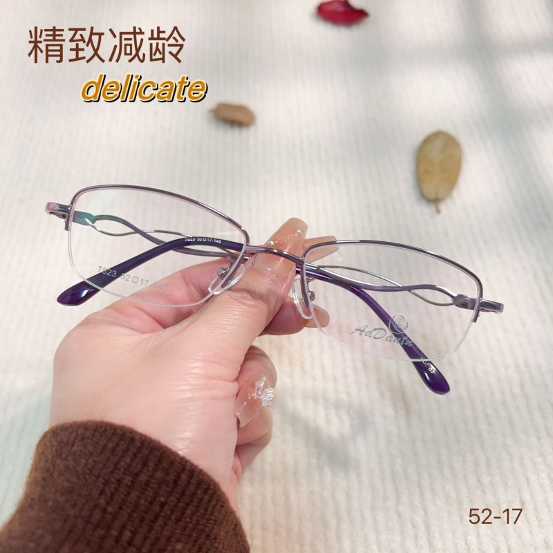 时尚双色新款近视眼镜框7823丹阳厂家批发半框商务女士金属镜架