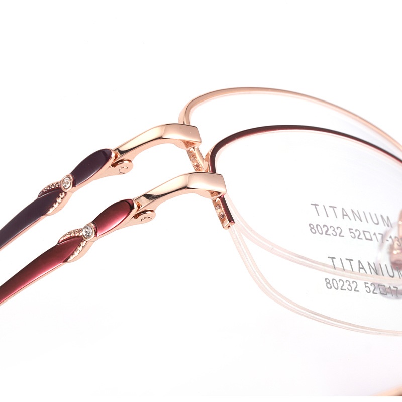 超轻纯钛眼镜框女士近视 时尚商务气质镜框80232正品半框B钛镜架