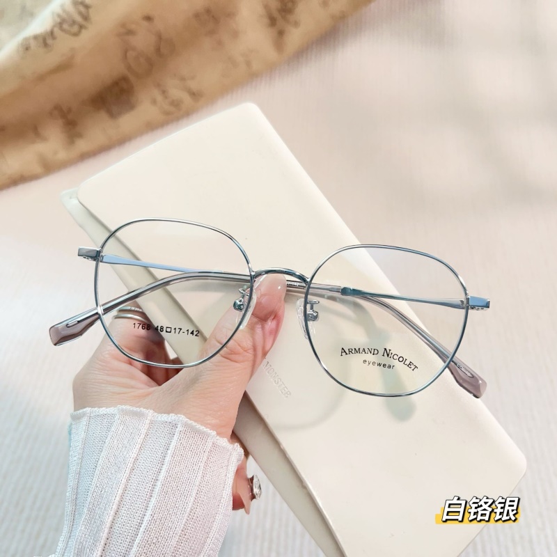 新款 近视眼镜1768全框眼镜架带锁块男女士多边形复古金属眼镜框