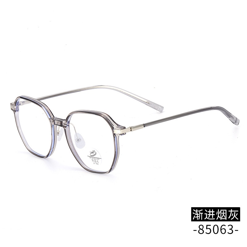 TR透明网红抖音85063防蓝光复古眼镜框 黑色金胶显瘦tr90平光镜