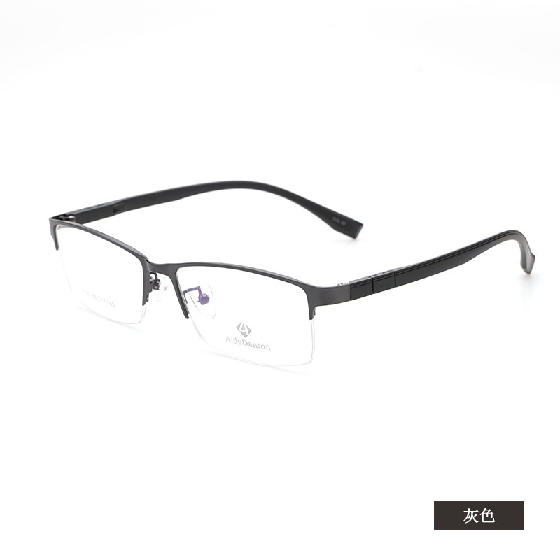 新款钢皮眼镜架厂家批发7742男士丹阳金属半框塑钢长城腿眼镜框