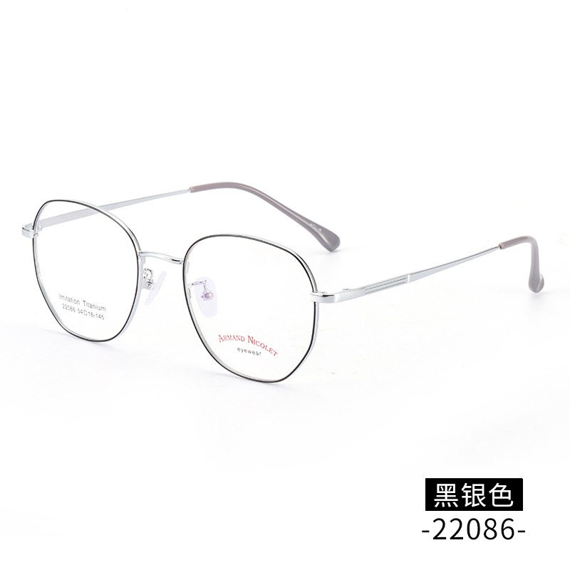 IP电镀多边形配镜宽边显薄镜架 男女款复古全框眼镜工厂批发22086