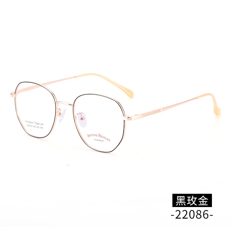 IP电镀多边形配镜宽边显薄镜架 男女款复古全框眼镜工厂批发22086