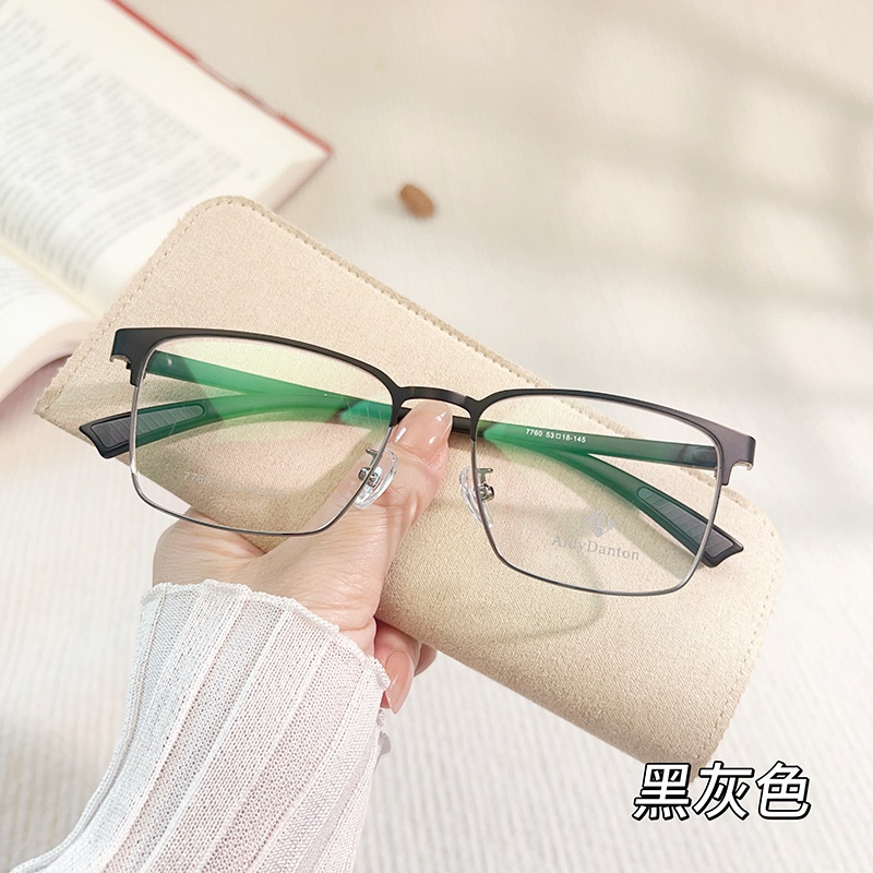 跨境批发钢板眼镜架7760男士金属休闲全框架丹阳塑钢腿眼镜架厂家