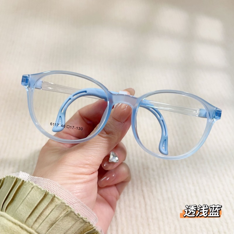 硅胶眼镜框儿童某白同款透明色系男女款软鼻托舒适圆形眼镜6117