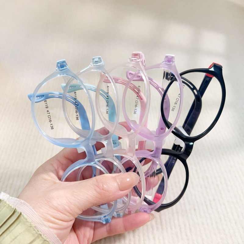 某白同款圆形男女款tr90软鼻托舒适眼镜6119旋转软硅胶儿童眼镜框