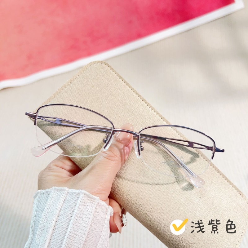 7825金属眼镜架时尚商务双色近视眼镜丹阳厂家批发椭圆半框眼镜女