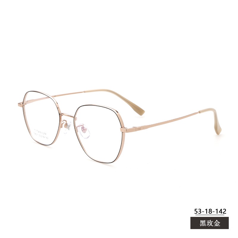 小红书种草复古眼镜女宽边配高度数丹阳近视眼镜男多边形纯钛镜框