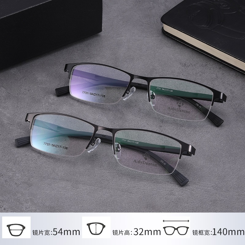 眉毛眼镜架跨境批发7731量大优惠男士金属休闲半框架 光学眼镜架