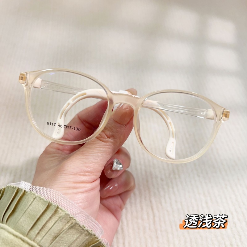 硅胶眼镜框儿童某白同款透明色系男女款软鼻托舒适圆形眼镜6117