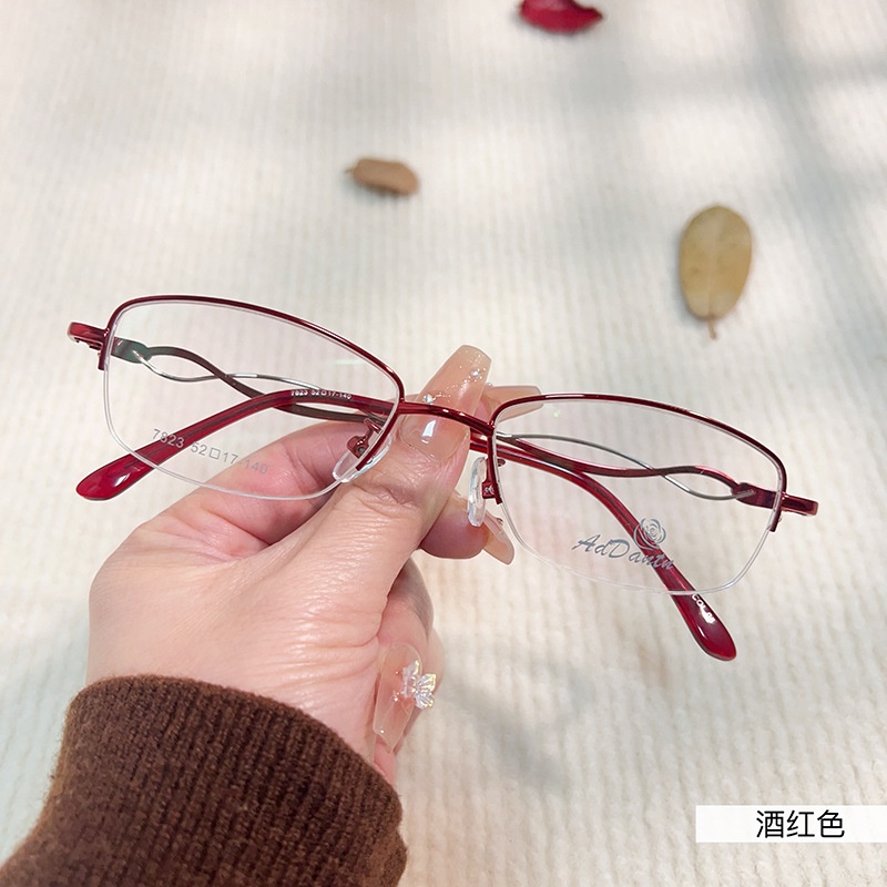 时尚双色新款近视眼镜框7823丹阳厂家批发半框商务女士金属镜架
