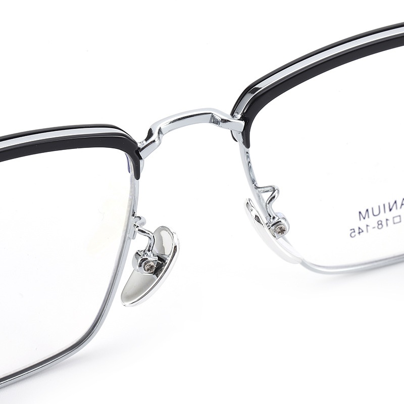 时尚无磁钛黑框眼镜架丹阳工厂眉线框小红书潮复古白色眉毛镜架