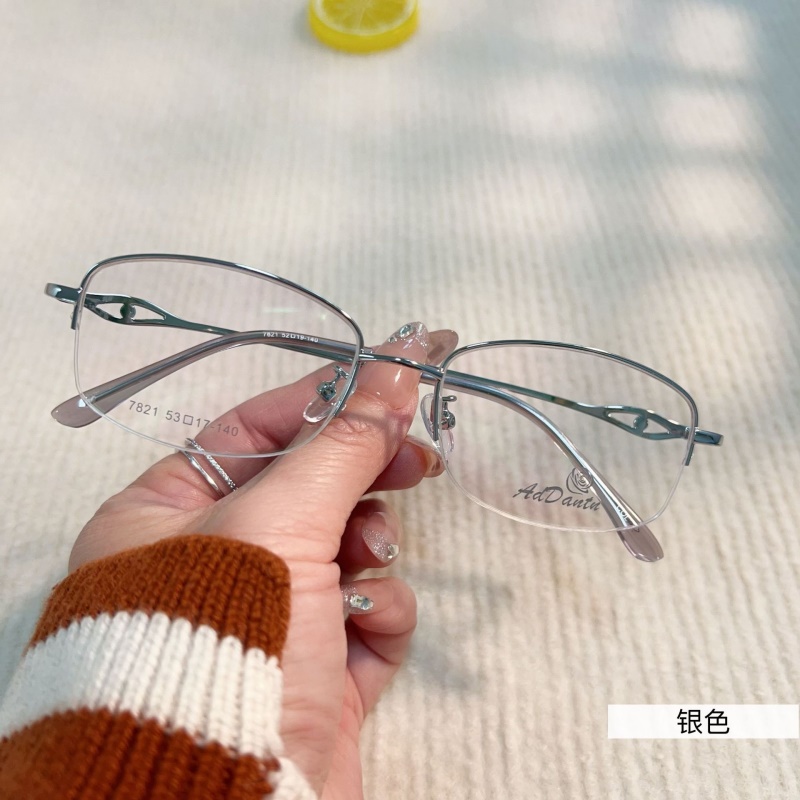 时尚新款金属镜架7821丹阳半框商务近视镜框高端女士眼镜框架超轻