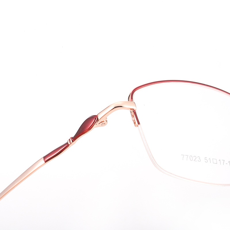 时尚 新款近视眼镜框77023厂家批发可做渐近片女士超轻半框眼镜架