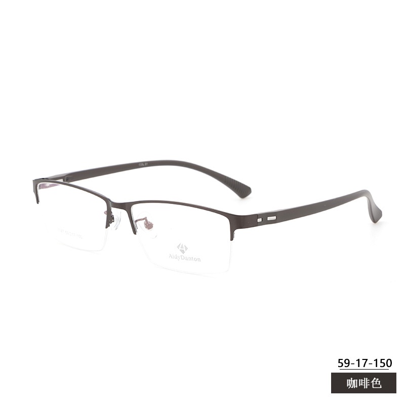 新款金属眼镜框批发丹阳半框 大号男款钢板近视镜架塑钢腿7747
