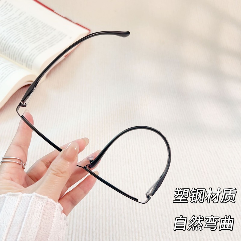 丹阳工厂钢皮眼镜框架跨境7753超韧塑钢腿金属商务休闲半框眼镜男