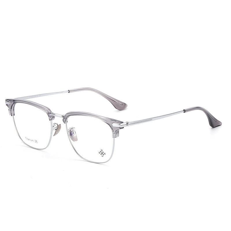 纯钛眉毛眼镜架 工厂批发17045时尚罗心小红书眉线框潮款平光眼镜