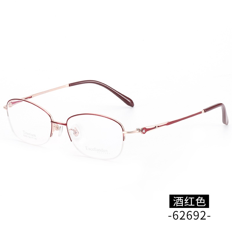 超轻纯钛眼镜框女士近视 时尚商务气质镜框62692正品半框B钛镜架