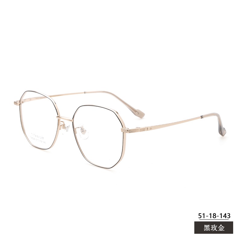 小红书种草复古眼镜 钛架多边形镜框9529 宽边开球配高度近视眼镜