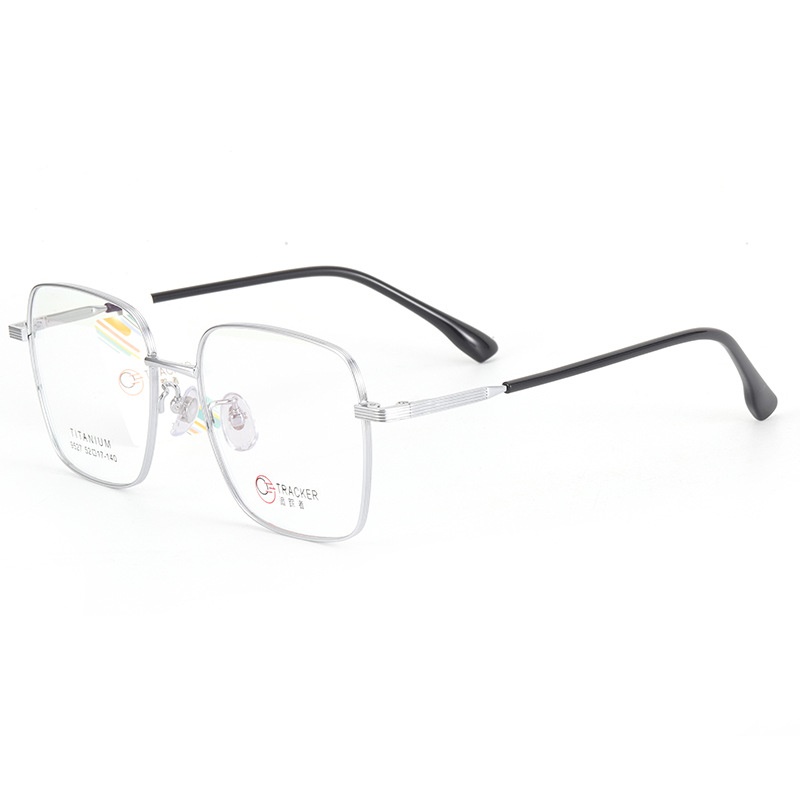 男女士复古眼镜批发 钛架多边形平光镜框9527线条圈丝全框眼镜B钛