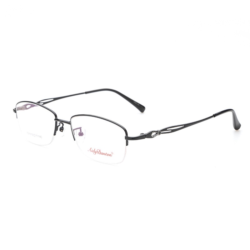 金属眼镜架半框近视镜7818配渐进片商务眼镜框丹阳女士酒红色眼镜