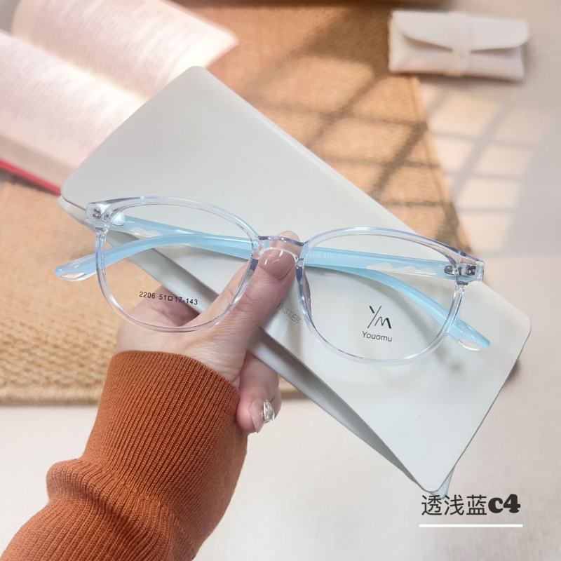 时尚新款透明水晶tr腿眼镜批发2206小红书近视眼镜框TR90眼镜架