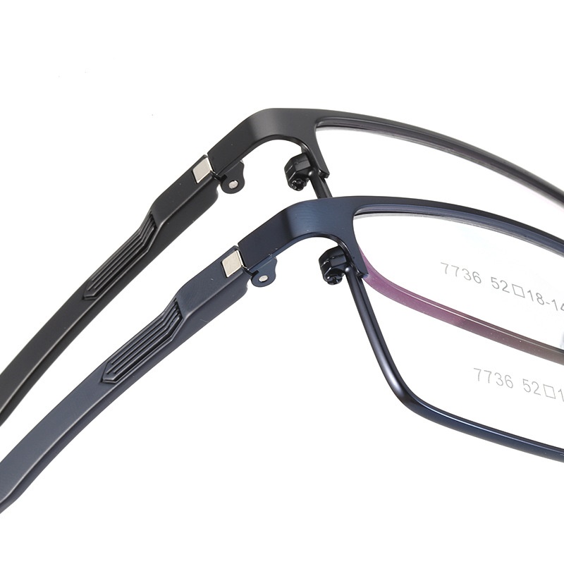 丹阳钢板眼镜架厂家批发7736高品质男士金属小号全框塑钢腿眼镜框