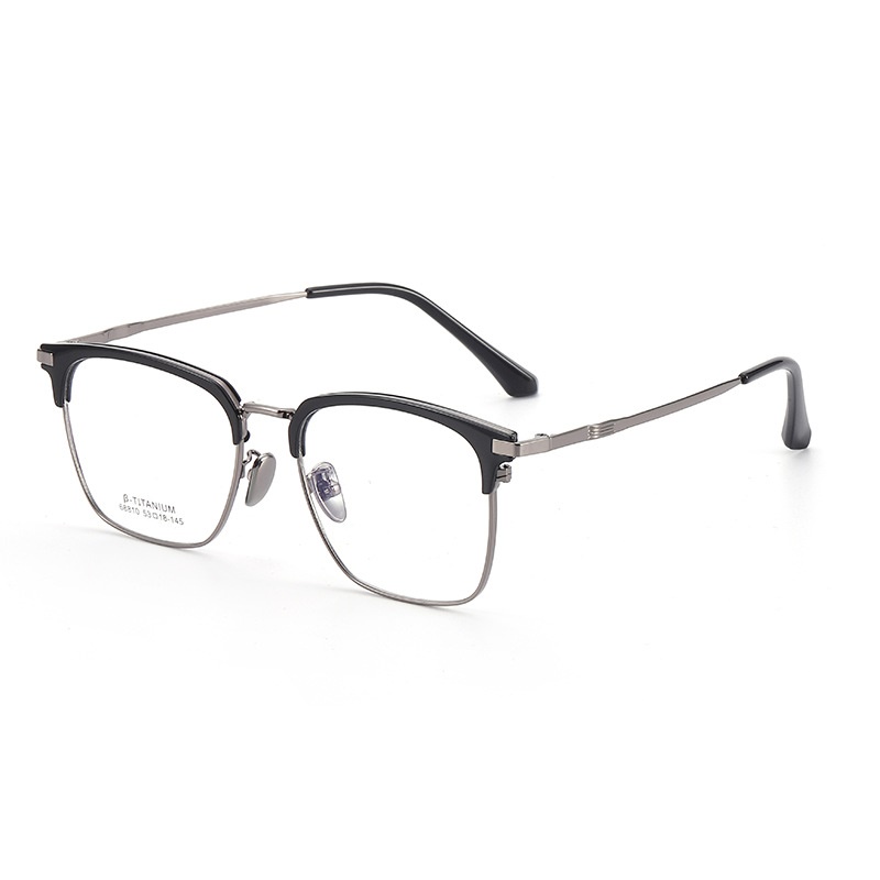 无磁钛合金镜架批发68810时尚眉线框复古平光镜男眉毛架眼镜框