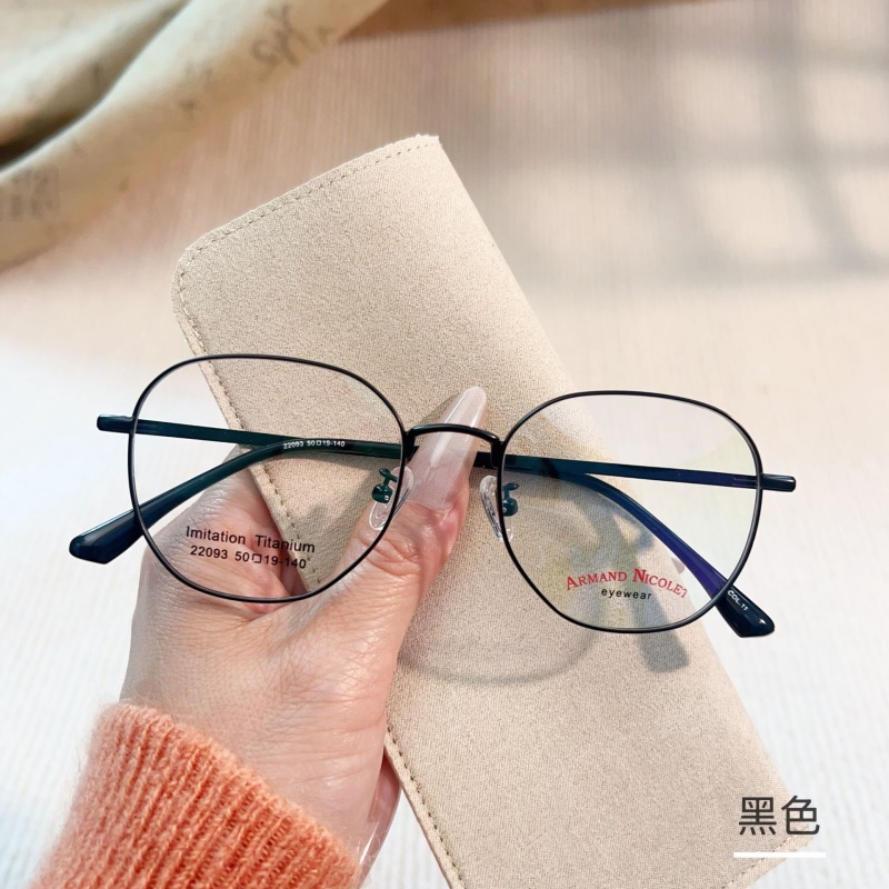 小红书种草宽边复古眼镜 22093双色男女IP电镀眼镜框多边形平光镜