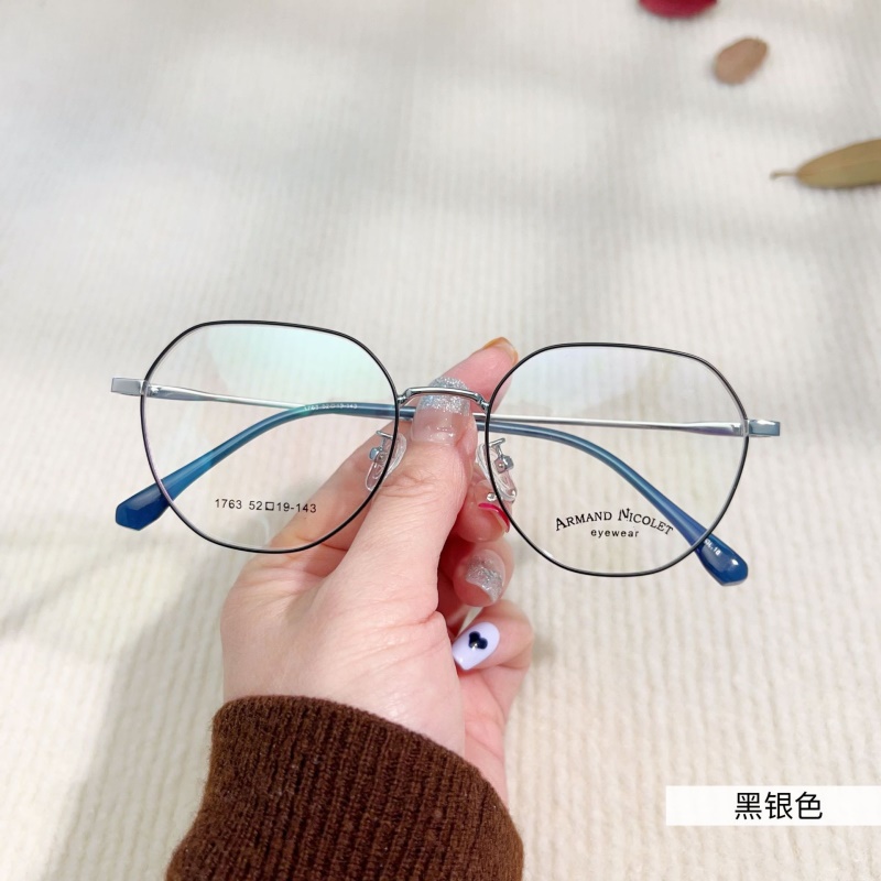 小红书金属复古眼镜多边形有锁块镜架批发1763平光镜丹阳配镜近视