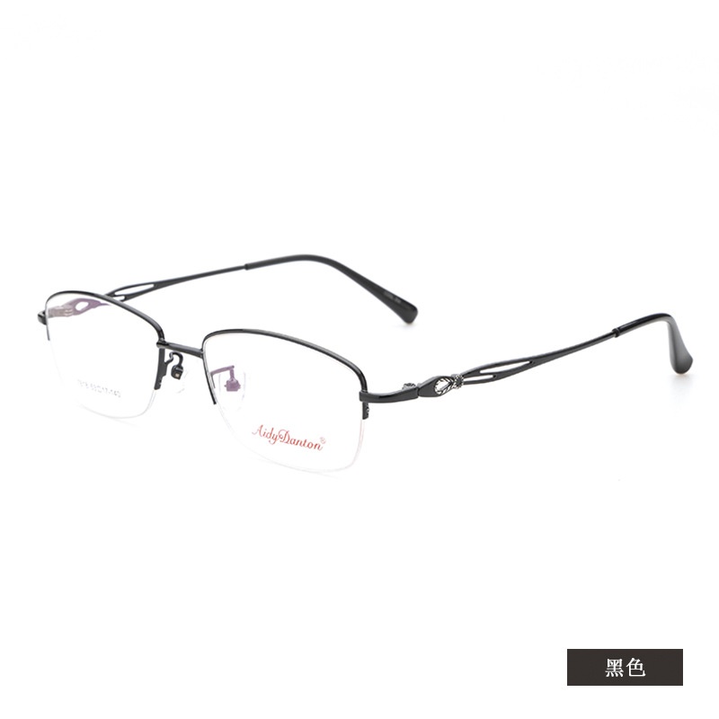 金属眼镜架半框近视镜7818配渐进片商务眼镜框丹阳女士酒红色眼镜