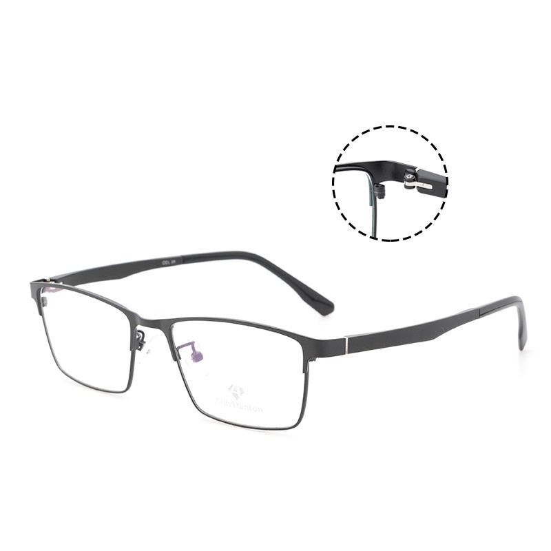 新款金属眼镜框批发丹阳全框 商务男款钢板近视镜架塑钢腿60026