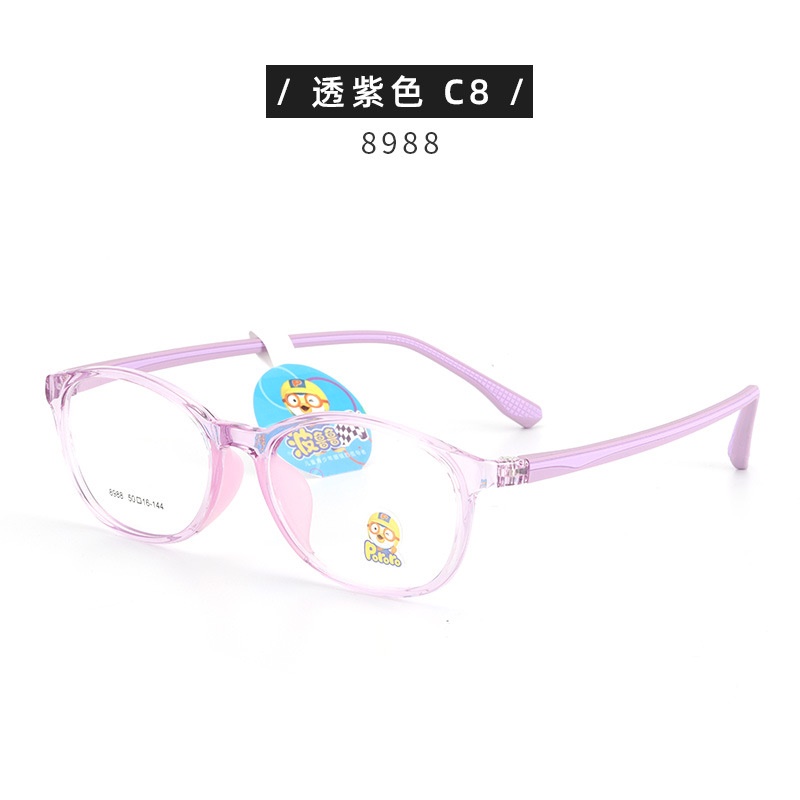 新款TR90学生架近视女硅胶鼻托防脱落男韩版透明色系儿童眼镜框架
