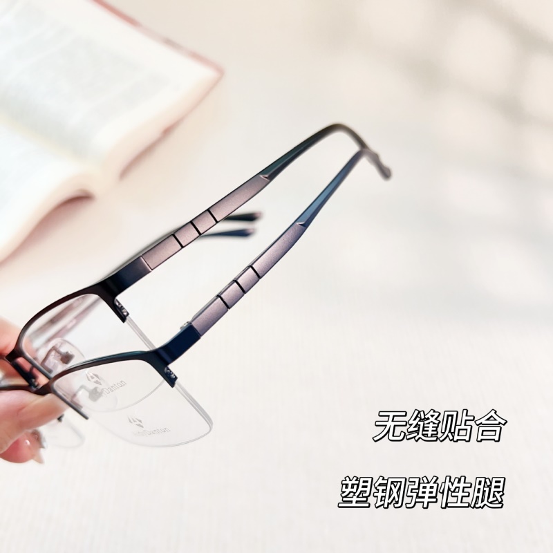 丹阳工厂店钢皮眼镜架跨境批发7765男士眼镜框金属休闲半框眼镜男
