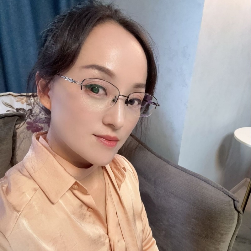 时尚双色新款眼镜近视7822丹阳厂家批发半框女士眼镜商务金属镜架