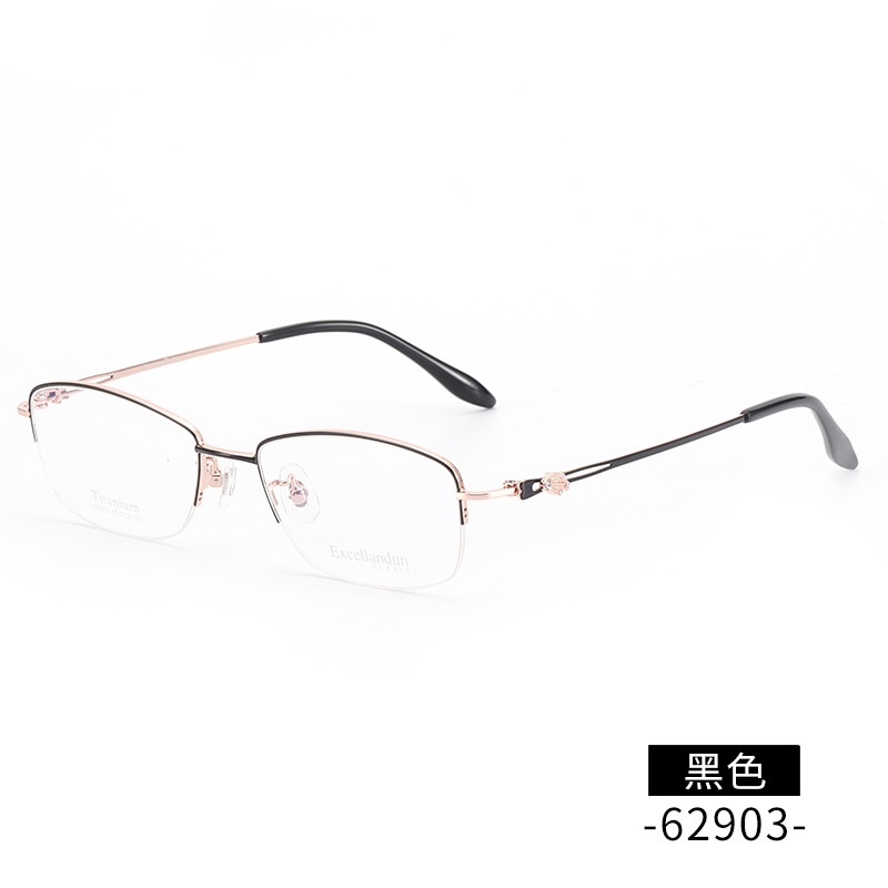 超轻纯钛眼镜女士近视批发 时尚商务镜架62903正品半框B钛架镜框