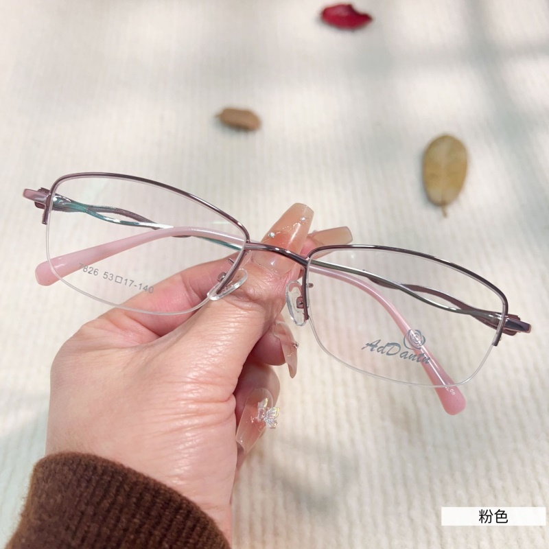 时尚新款眼镜近视女7826丹阳半框双色立体商务可配渐近片镜架