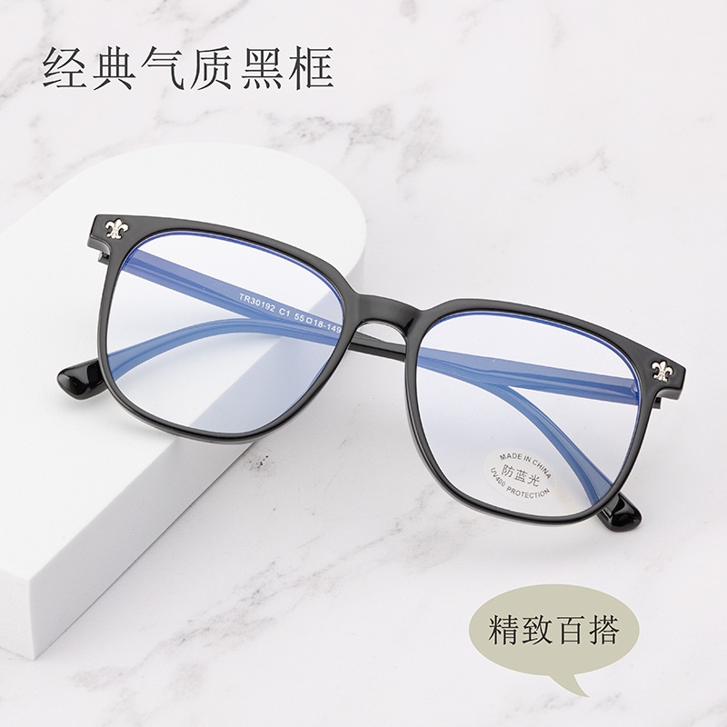 黑色网红同款30192防蓝光透明复古眼镜框 可配近视学生tr90平光镜