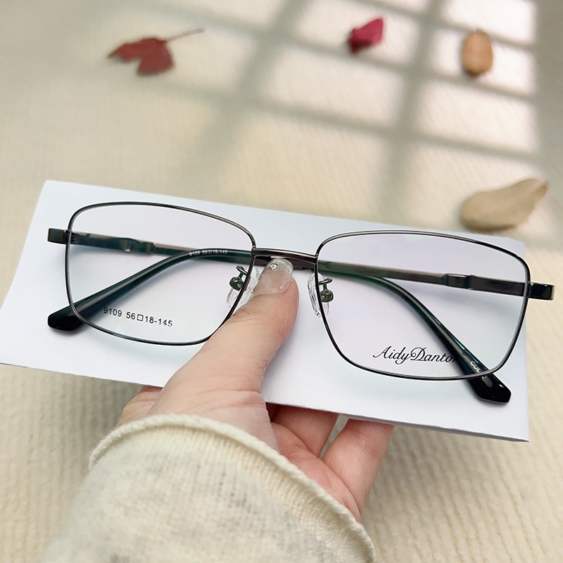 时尚大号商务 眼镜框批发9109男士360度腿弯曲眼镜  金属宽边记忆