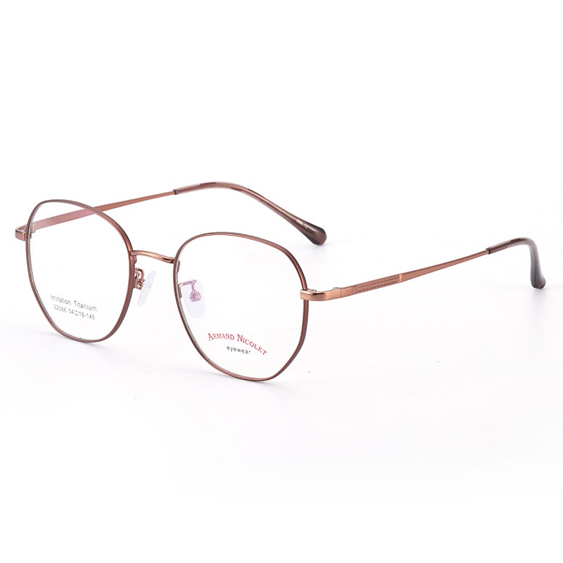 IP电镀多边形配镜宽边显薄镜架 男女款复古全框眼镜工厂批发22086