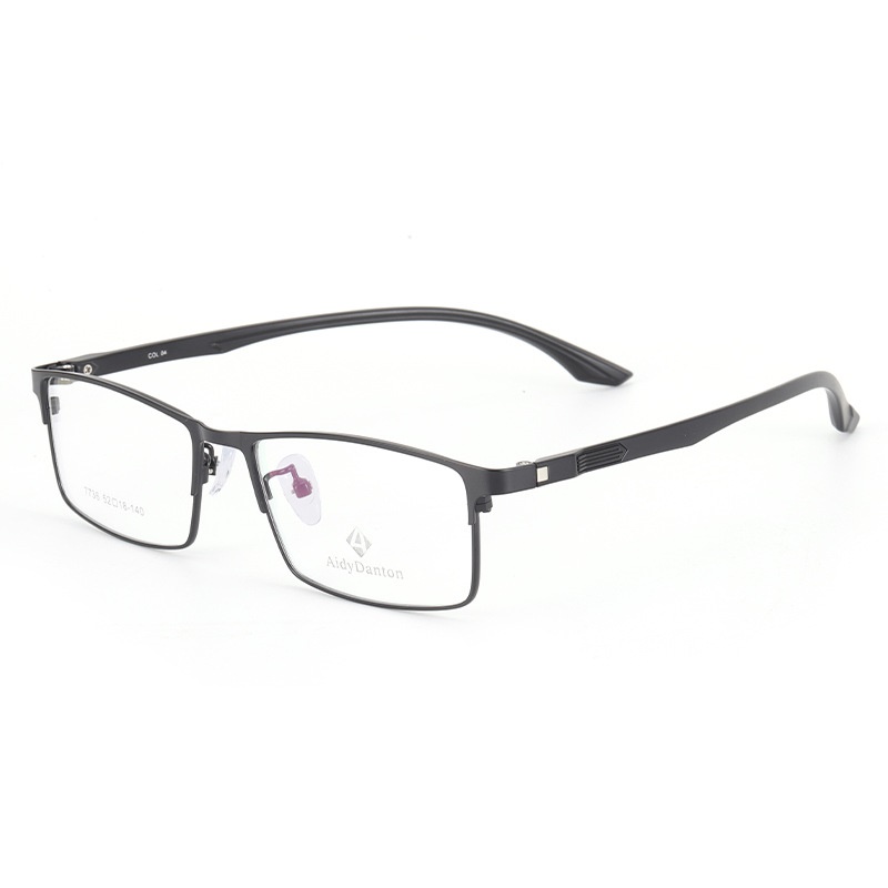 丹阳钢板眼镜架厂家批发7736高品质男士金属小号全框塑钢腿眼镜框