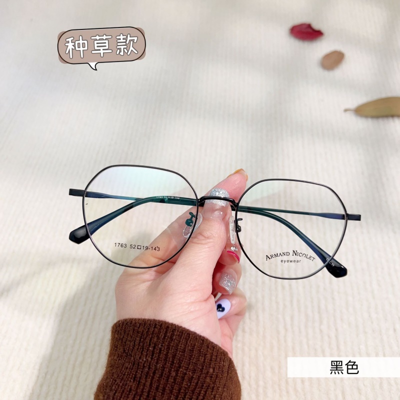 小红书金属复古眼镜多边形有锁块镜架批发1763平光镜丹阳配镜近视