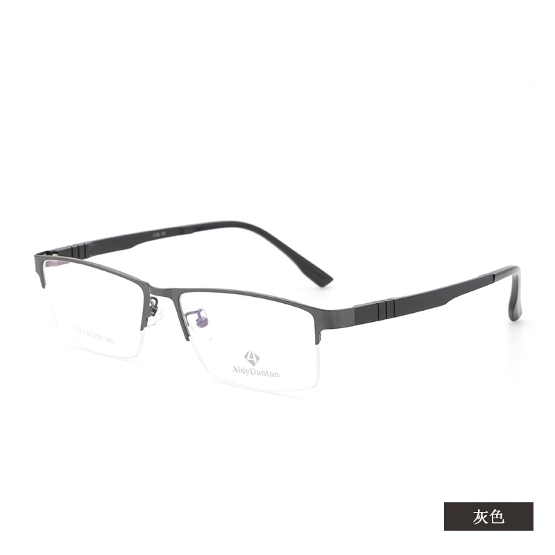 新款不夹脸金属眼镜框丹阳商务男款钢板近视镜架超弹塑钢腿7743