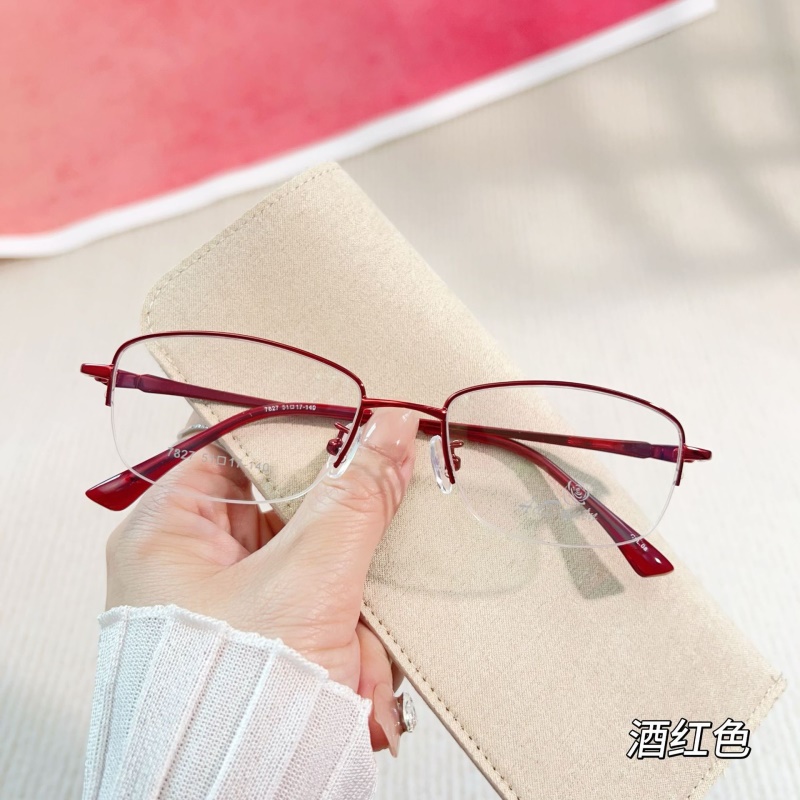 新款时尚双色近视7827厂家批发商务金属女士丹阳镜架半框眼镜框