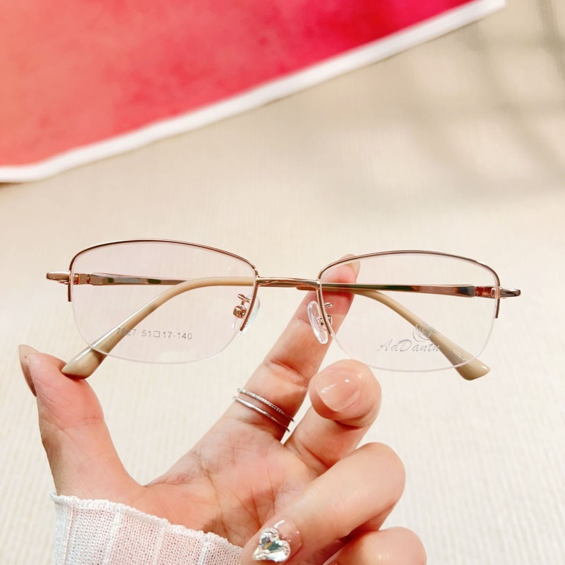 新款时尚双色近视7827厂家批发商务金属女士丹阳镜架半框眼镜框