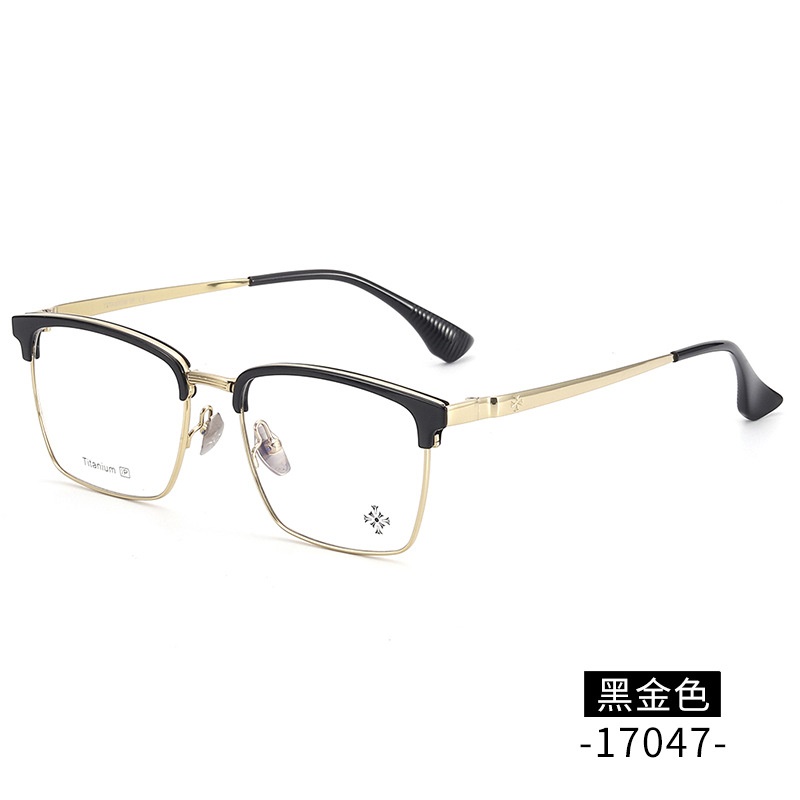 纯钛眉毛眼镜架 工厂批发17047时尚宽腿小红书眉线框潮款平光眼镜
